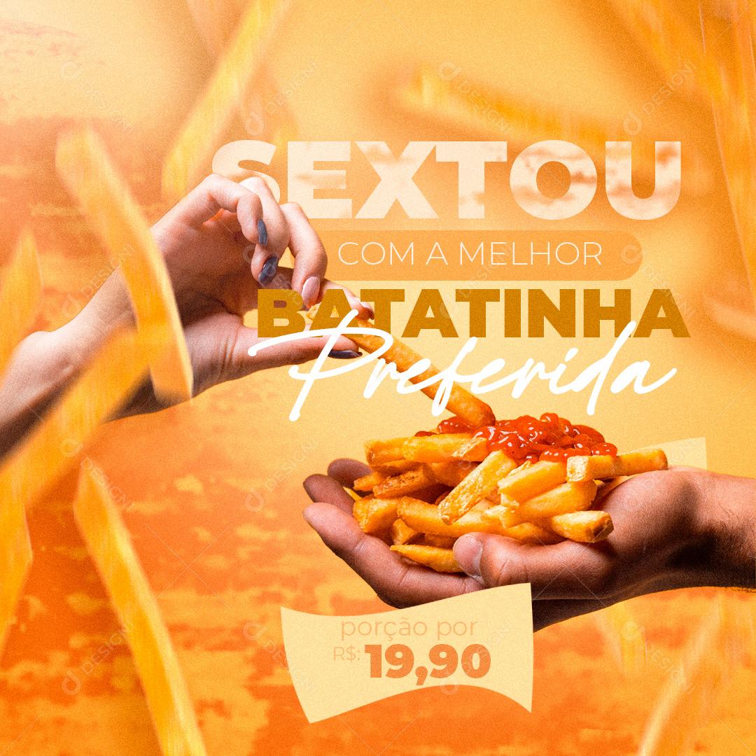 Post Porções de Batata Frita Social Media PSD Editável