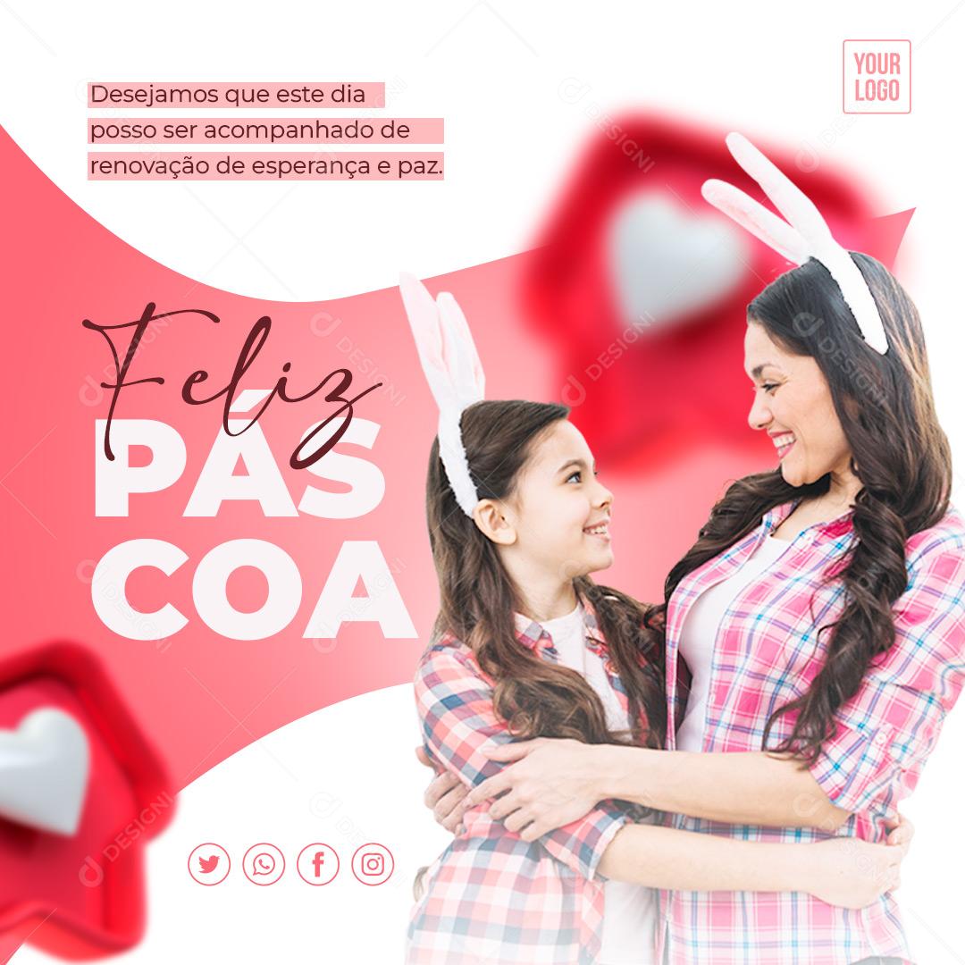 Social Media Renovação de Esperança e Paz Feliz Páscoa PSD Editável