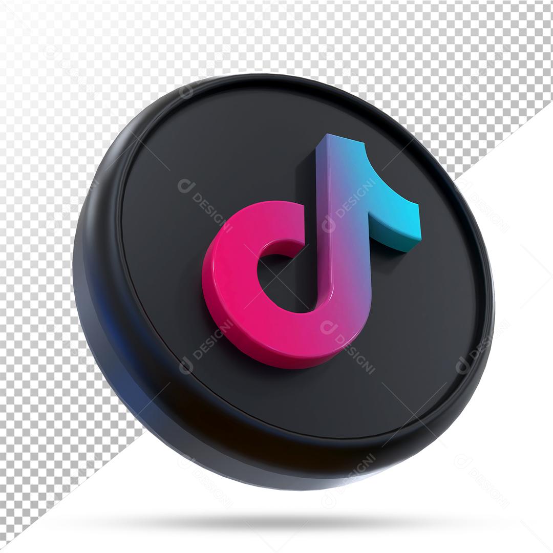 Elemento 3D Tiktok Preto Para Composição PSD