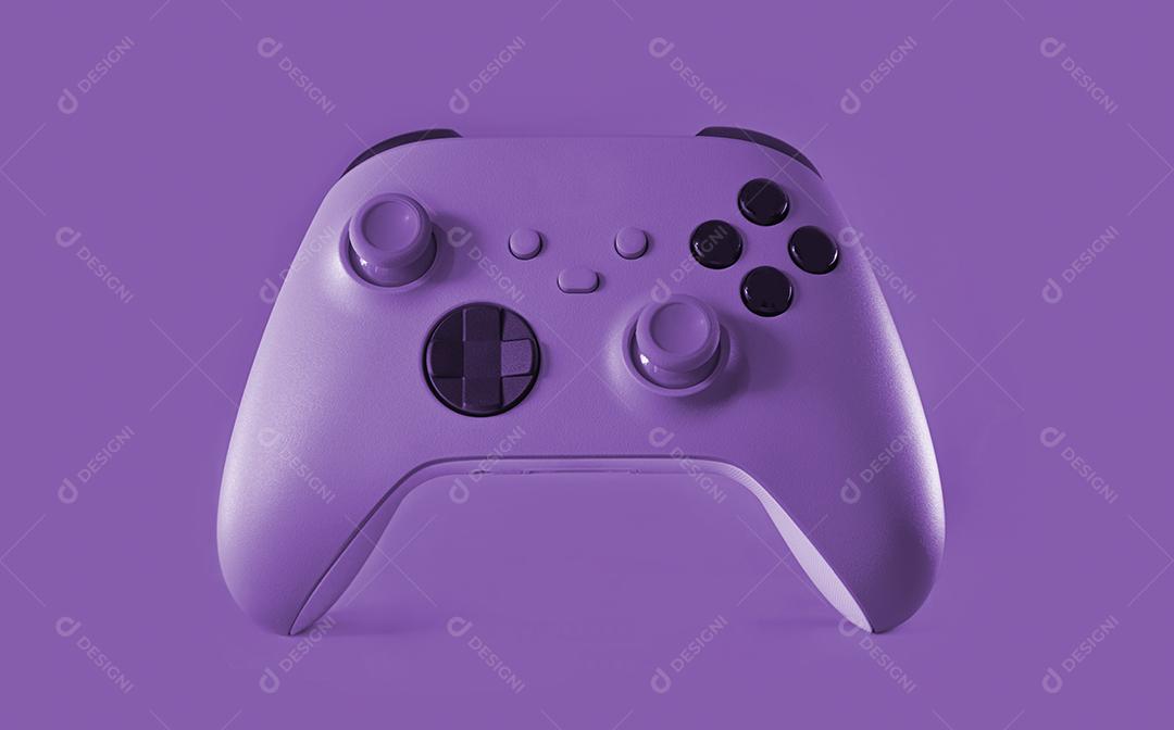 Controlador de jogo roxo em fundo roxo