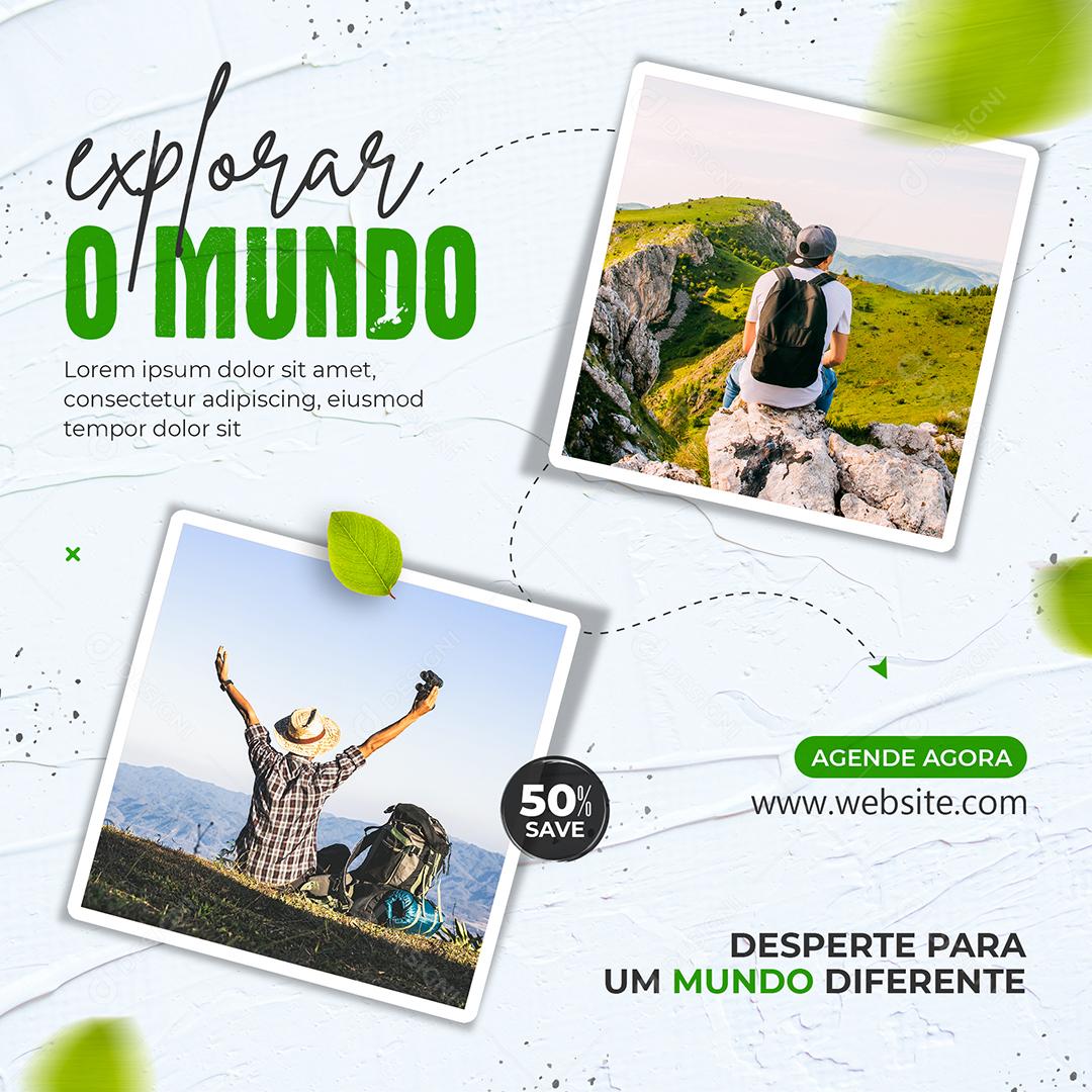 Social Media Explore O Mundo 50% Desconto PSD Editável
