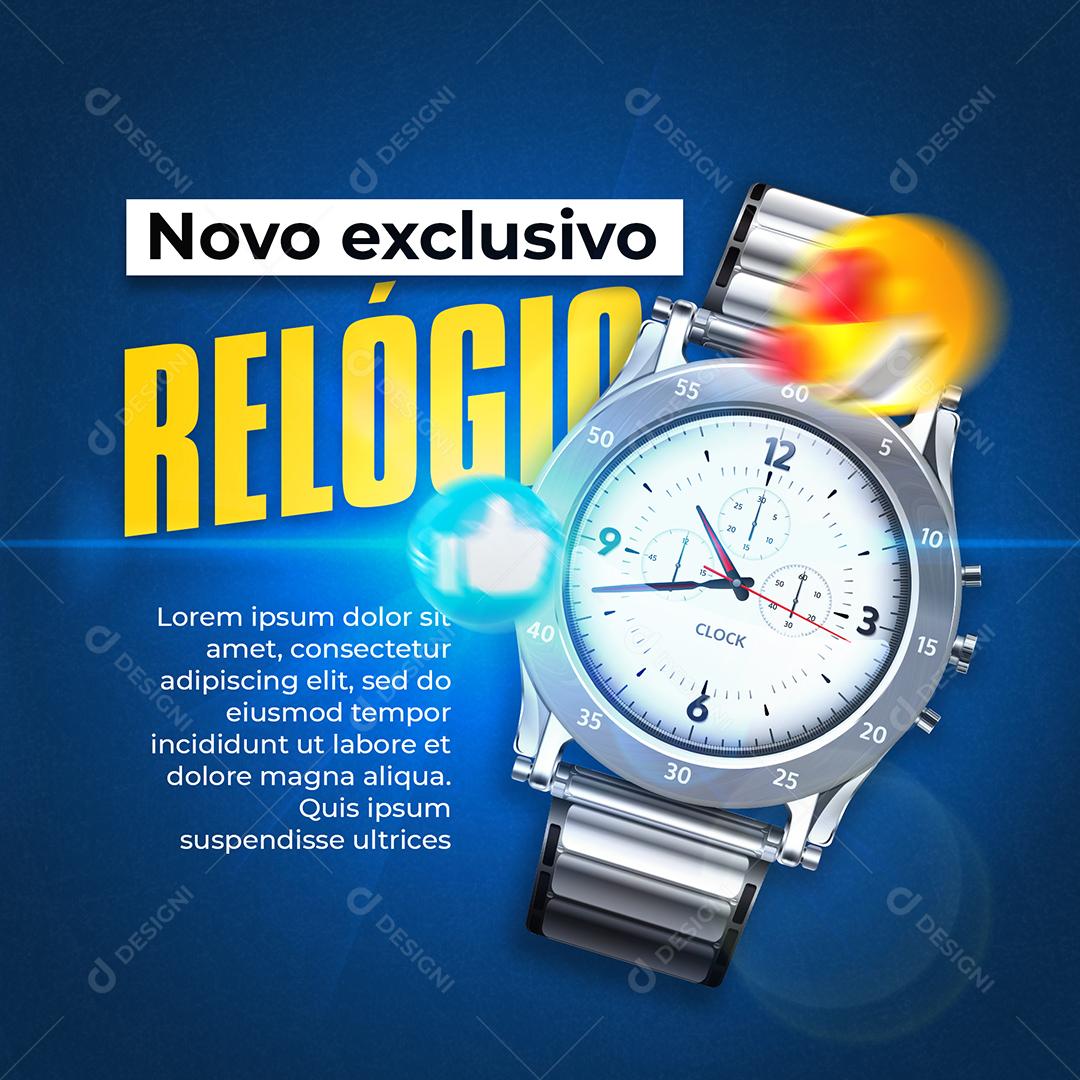 Novo Exclusivo Relógio Loja Social Media PSD Editável