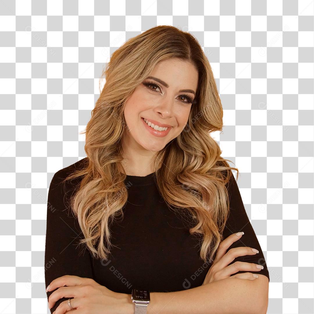 Mulher loira com os braços cruzados PNG Transparente