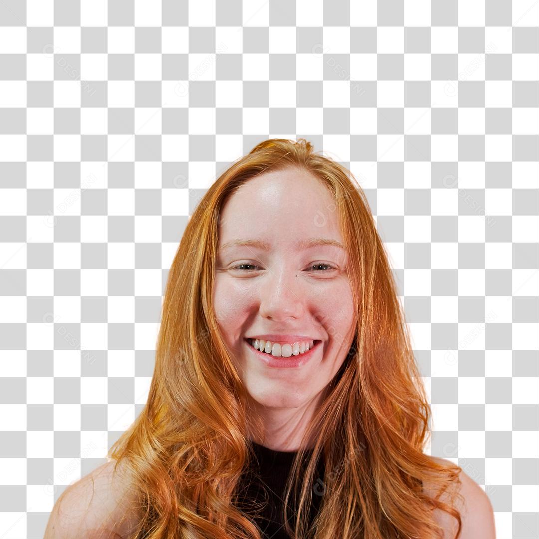 Mulher ruiva sorrindo PNG Transparente