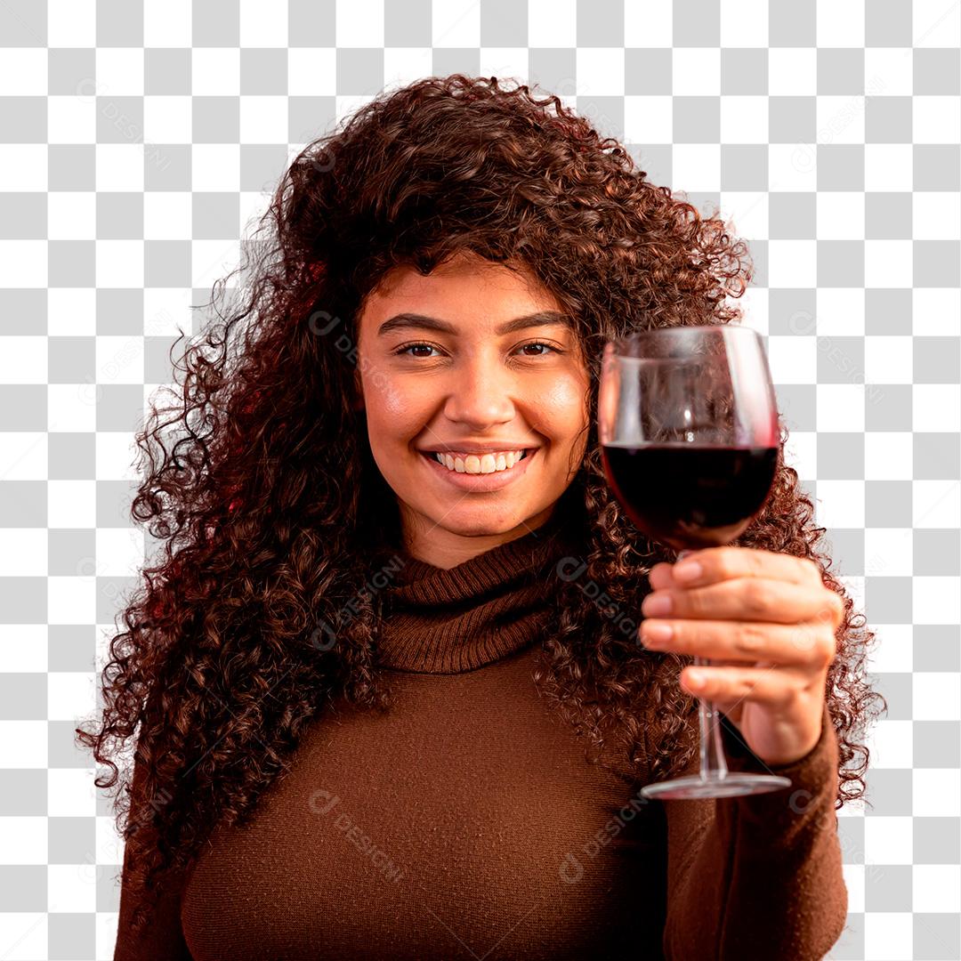 Mulher elegante bebendo vinho tinto PNG Transparente