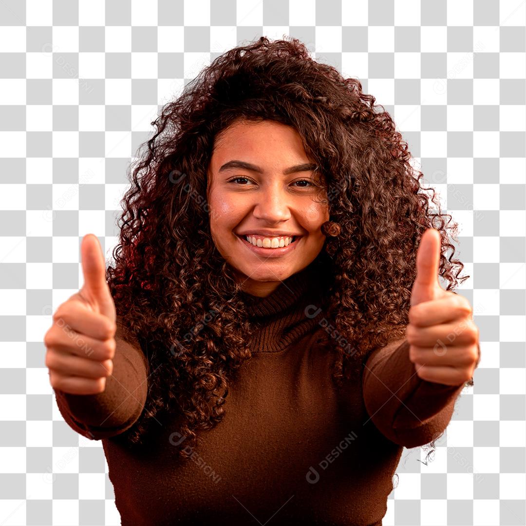Mulher com os polegares para cima sinal de positivo PNG Transparente