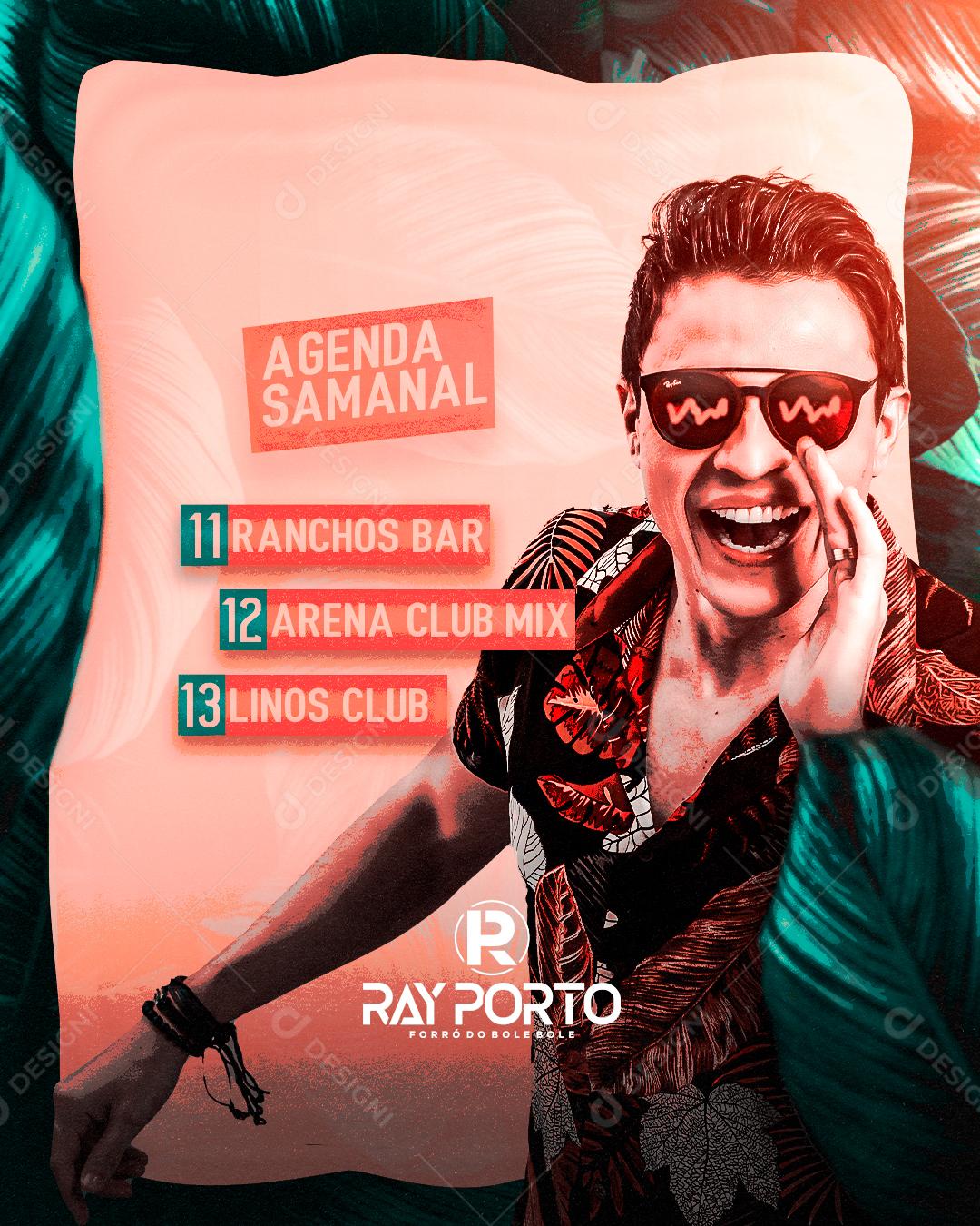 Flyer Agenda Semanal Ray Porto Social Media PSD Editável