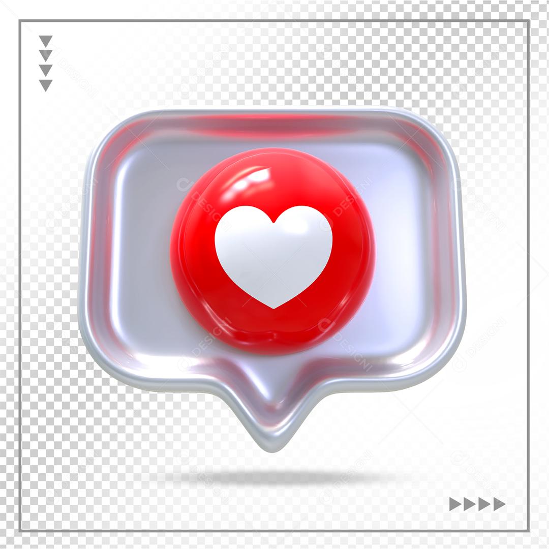 Like de Coração Elemento 3D Para Composição PSD