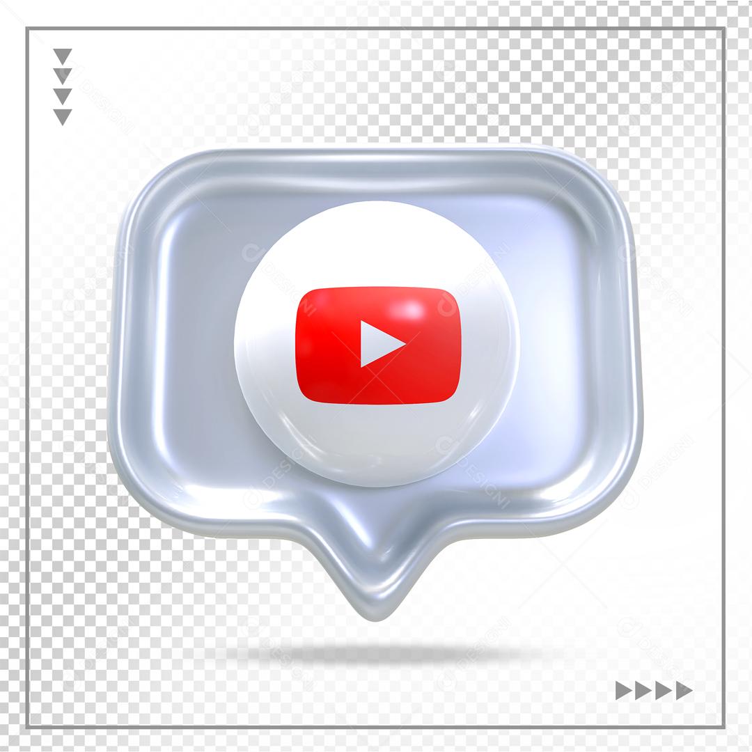ícone Youtube Mensagem 3D Elemento Para Composição PSD