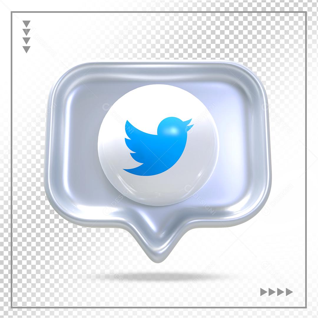 Ícone Twitter 3D Elemento Para Composição PSD