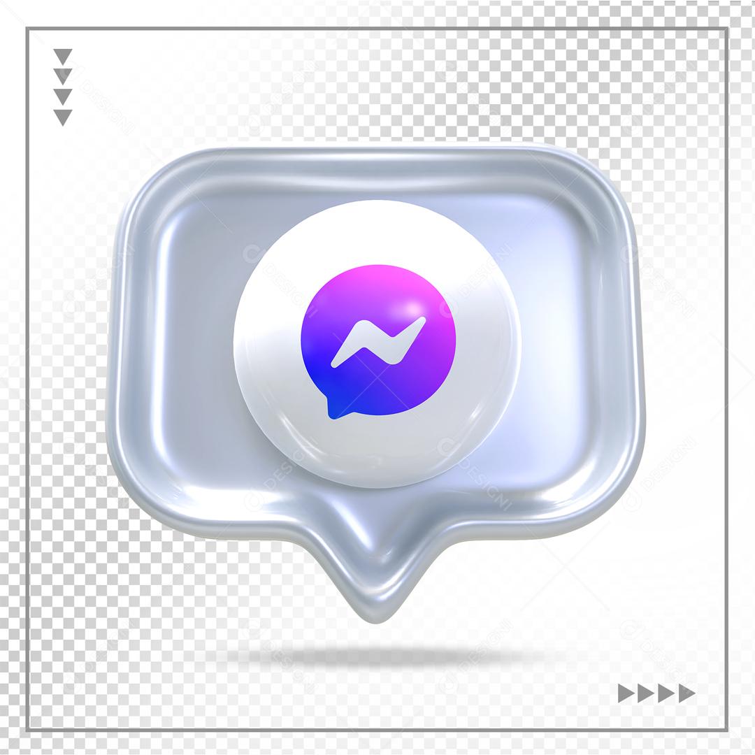 ícone Messenger Mensagem 3D Elemento Para Composição PSD