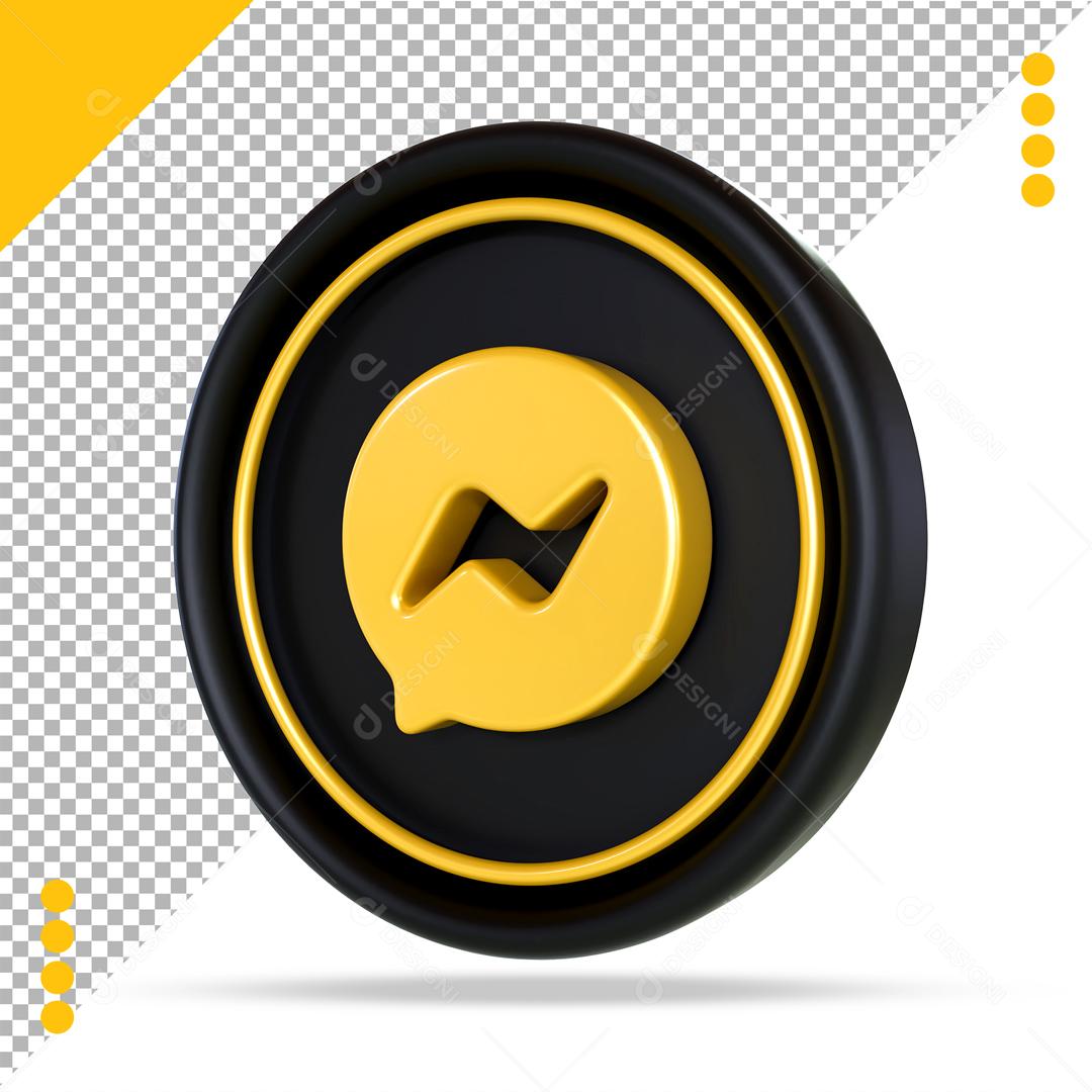 Messenger Dourado e Preto 3D Elemento Para Composição PSD