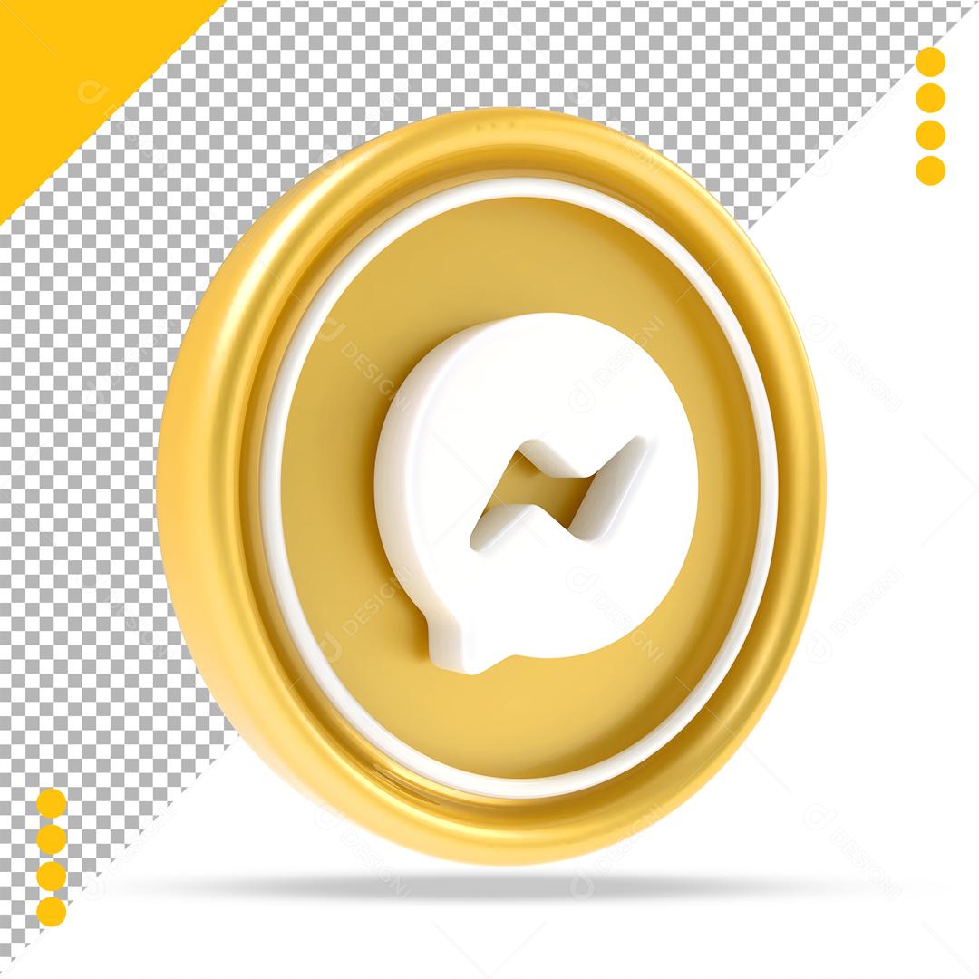 Messenger Dourado 3D Elemento Para Composição PSD