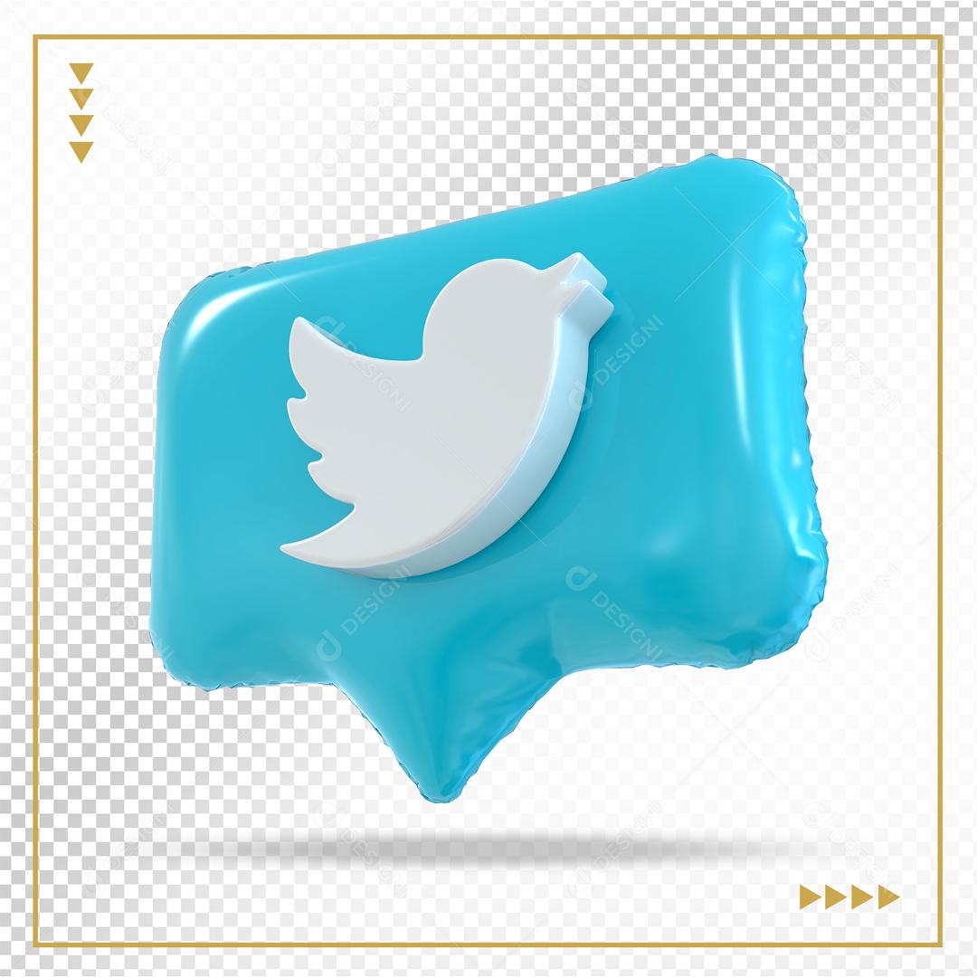 Twitter Caixa de Mensagem 3D Elemento Para Composição PSD