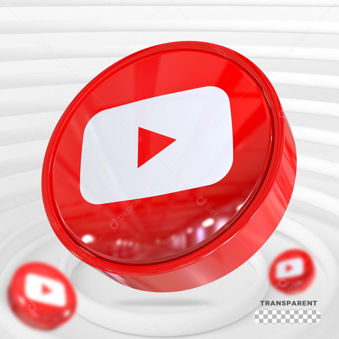 Ícone Youtube Vermelho 3D Elemento Para Composição PSD