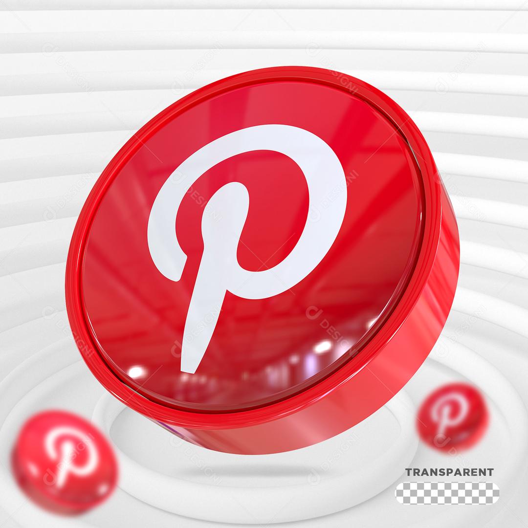 ícone Pinterest Vermelho 3D Para Composição PSD