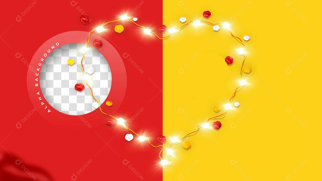 Elemento 3D Para Composição Pisca Pisca Amarelo Com Vermelho PSD Editável