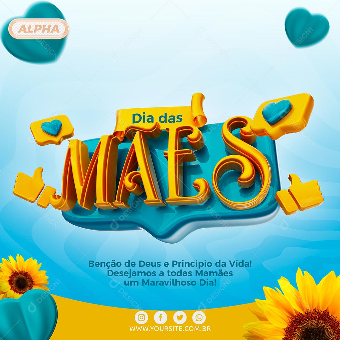 Social Media Benção de Deus Principio da Vida Selo 3D Dia das Mães PSD Editável