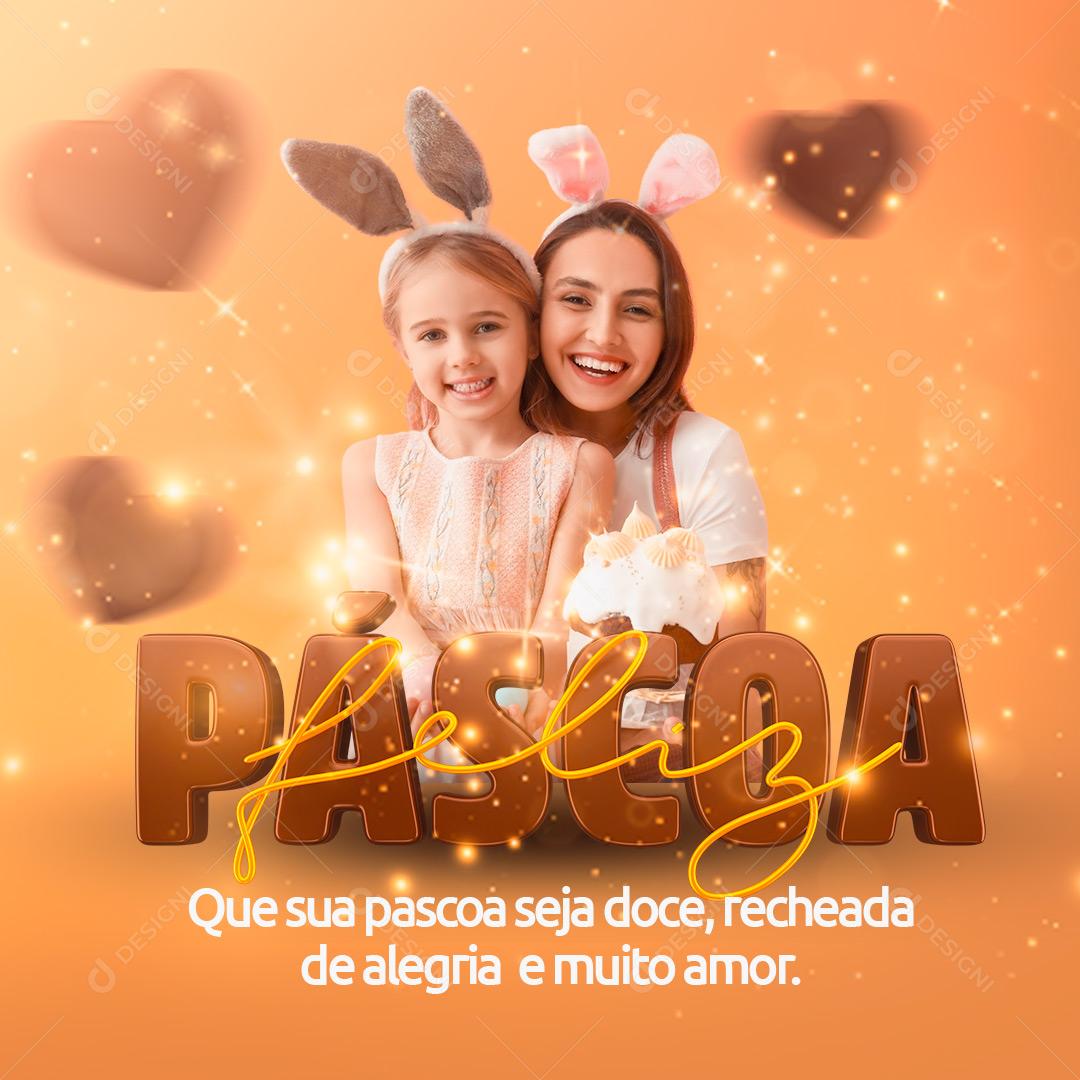 Feliz Páscoa Celebramos Com Amor e Alegria Social Media PSD Editável