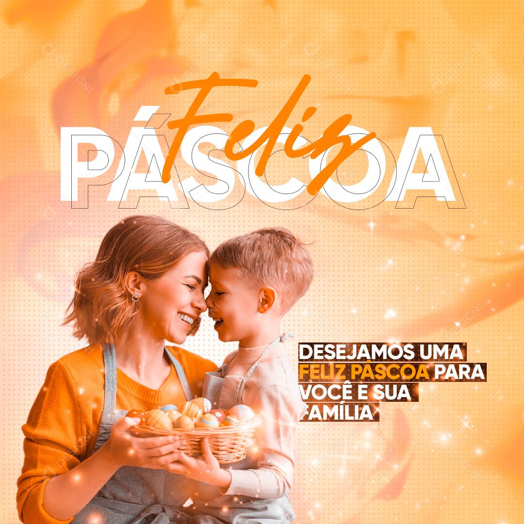 Feliz Páscoa Para Você e Sua Família Social Media PSD Editável