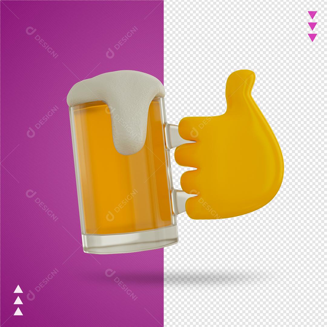 Elemento 3D Para Composição Mão Com Copo De Cerveja PNG Transparente