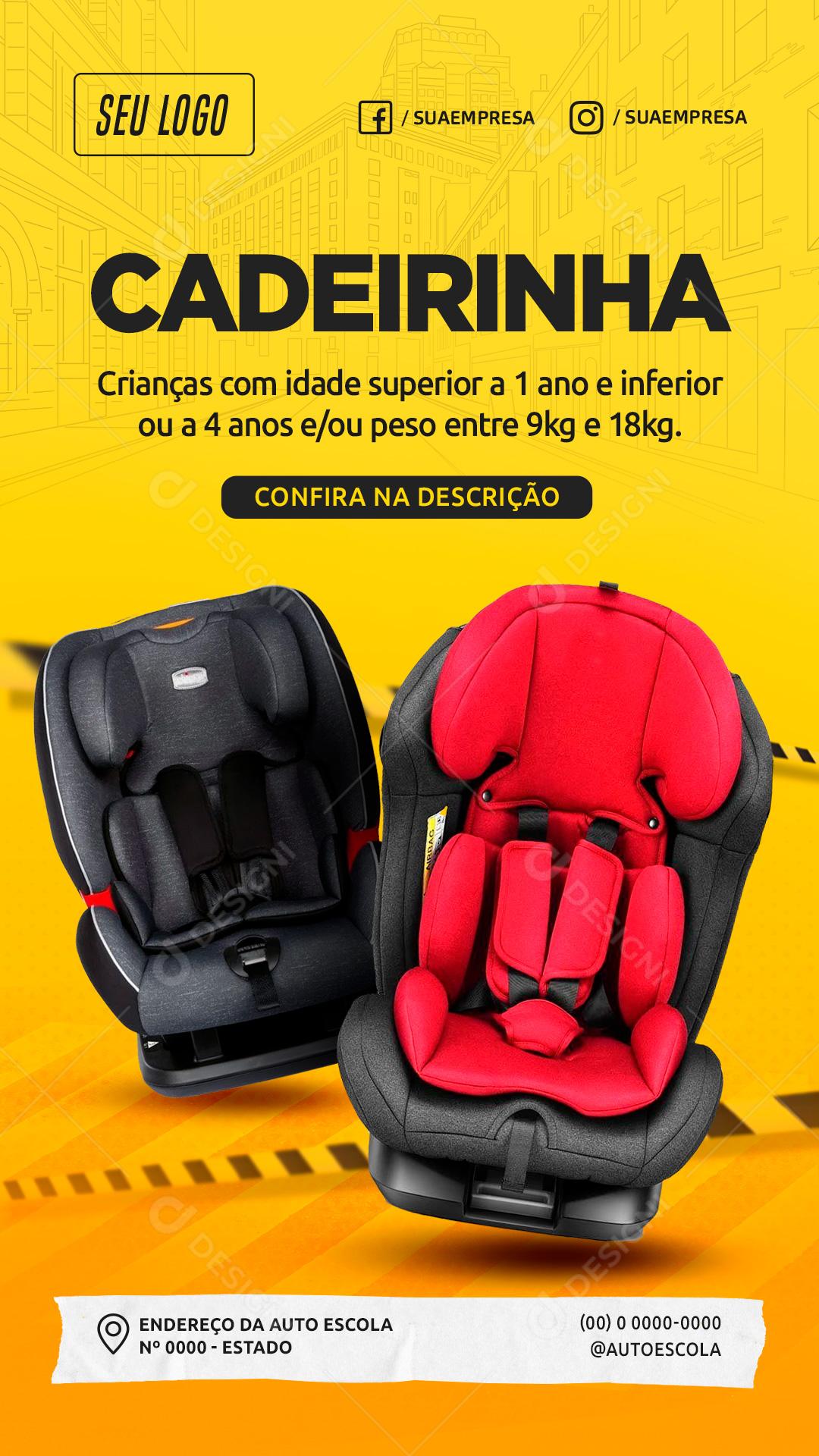 Auto Escola Cadeirinha Social Media PSD Editável