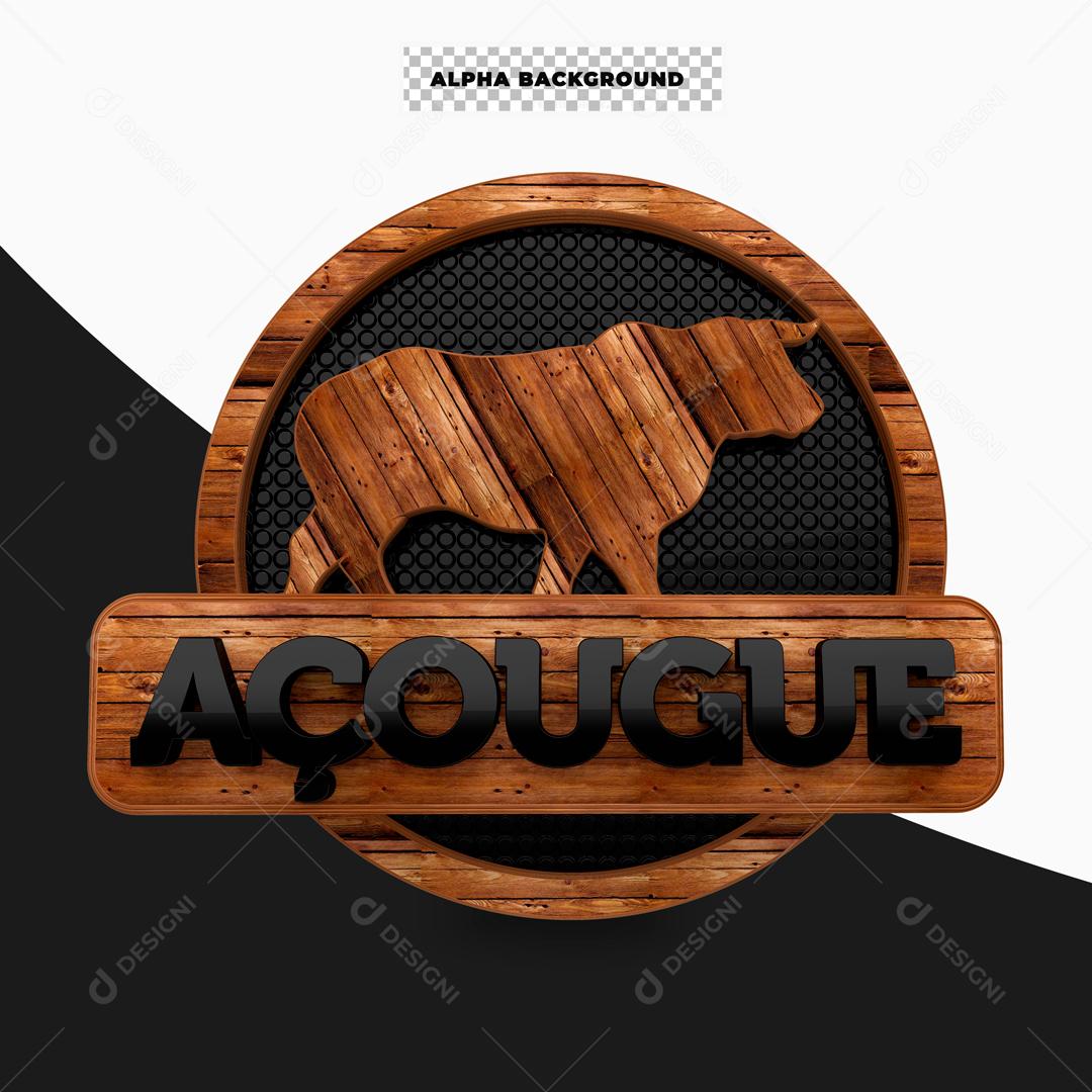 Selo 3D Para Composição Açougue Carnes PSD Editável