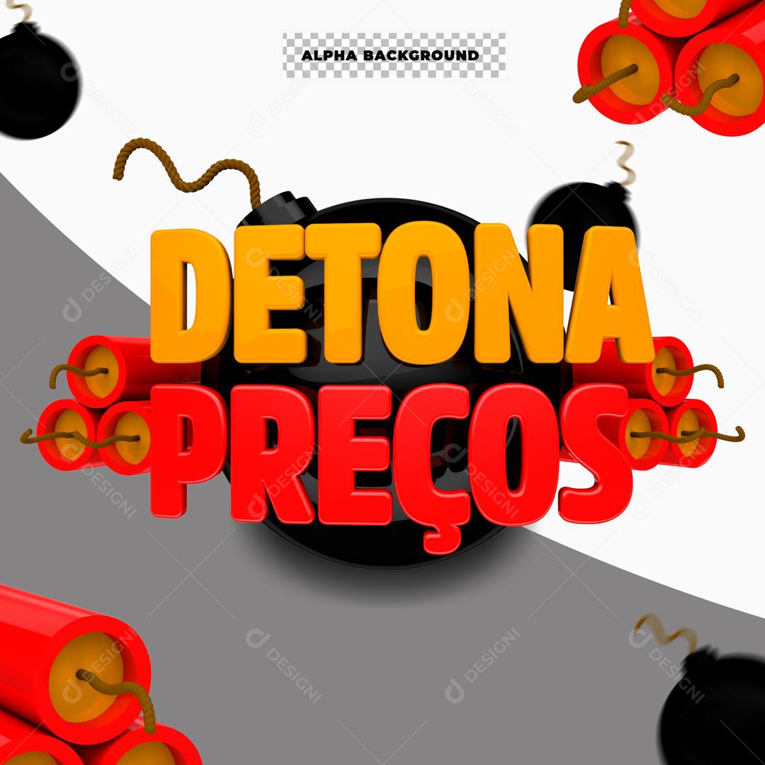 Selo 3D Para Composição Detona Preços PSD Editável