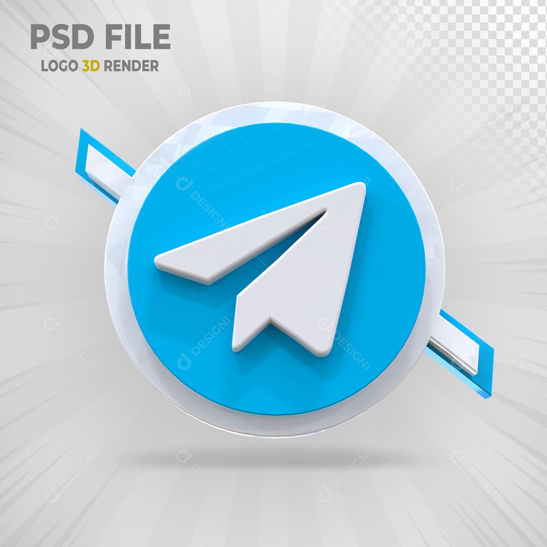 Telegram 3D Elemento Para Composição PSD