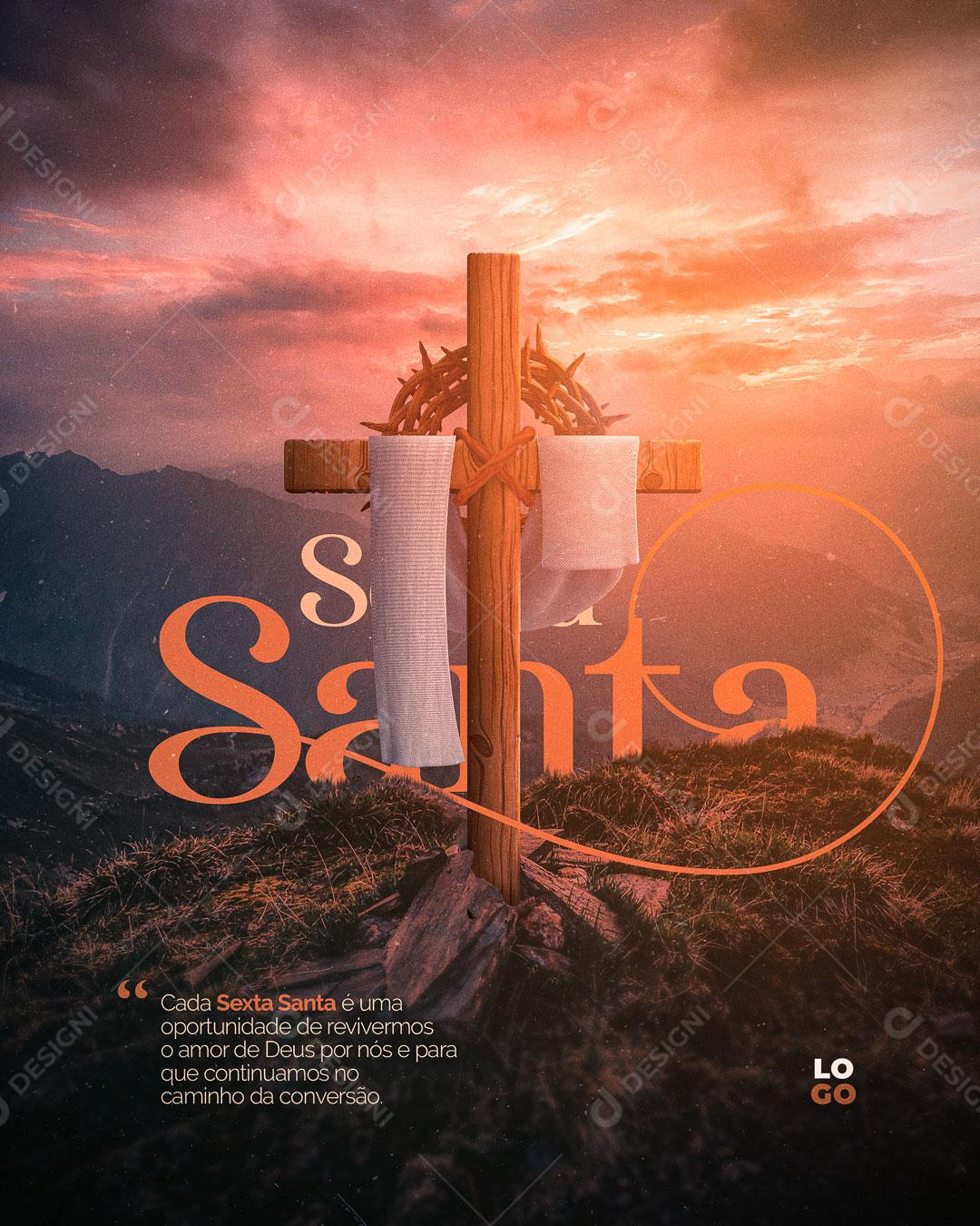 Social Media Sexta Feira Santa Jesus Cristo Nosso Salvador PSD Editável