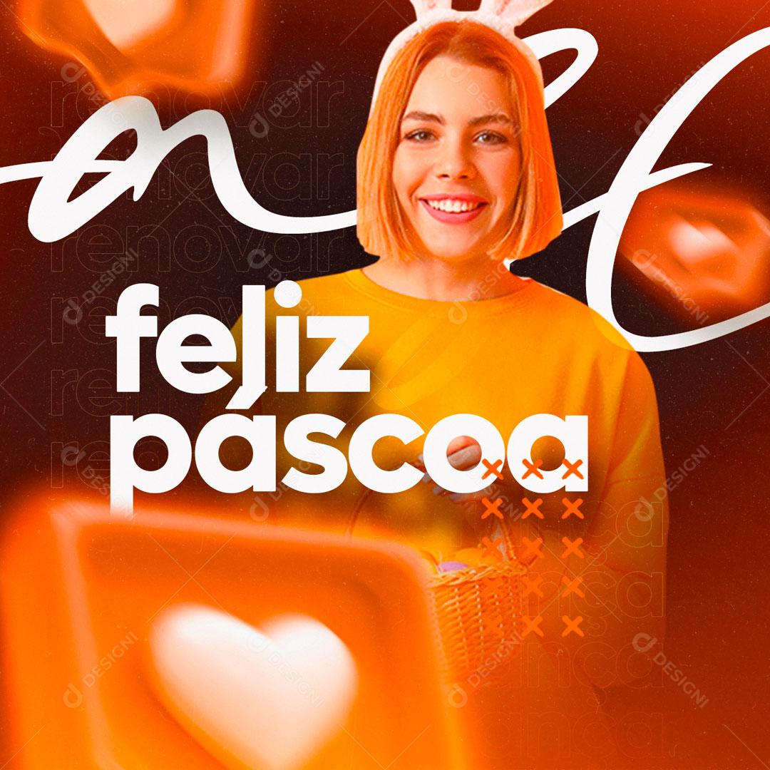 Social Media Feliz Páscoa 17 De Abril PSD Editável