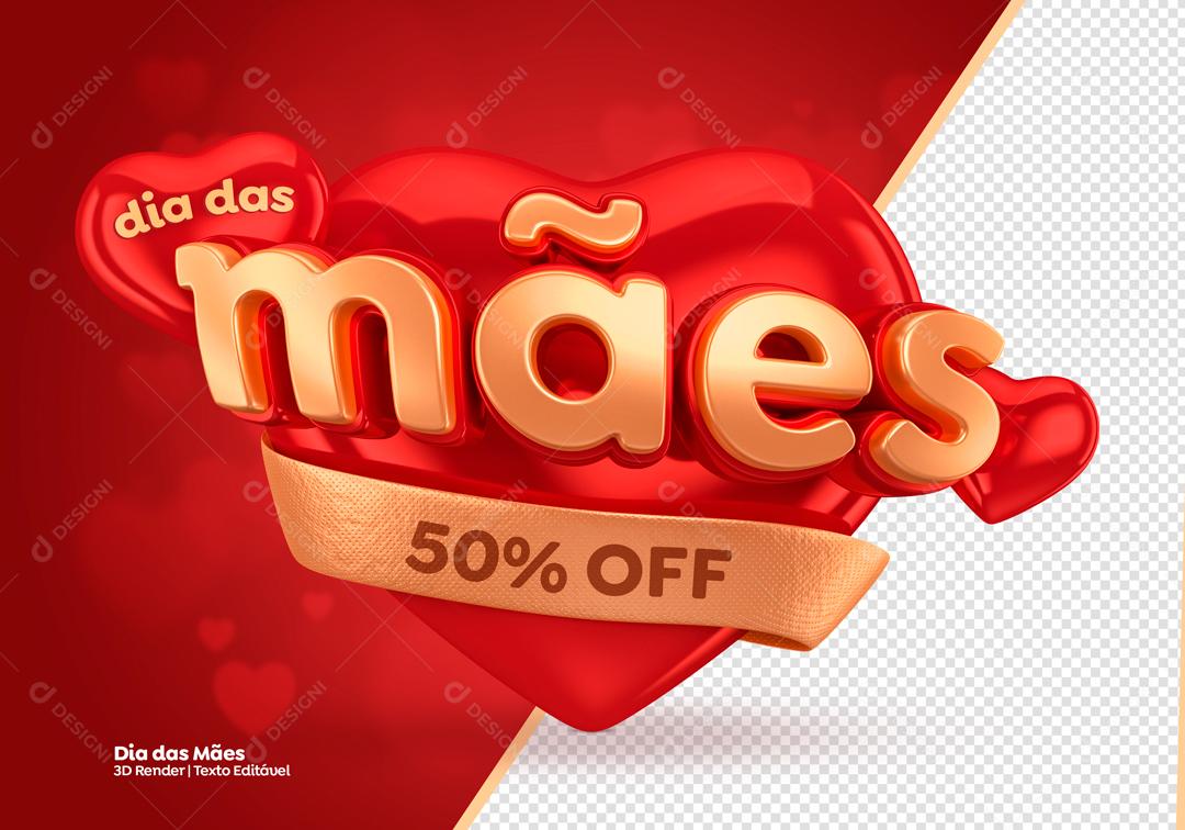 Selo 3D Para Composição Dia Das Mães PSD Editável