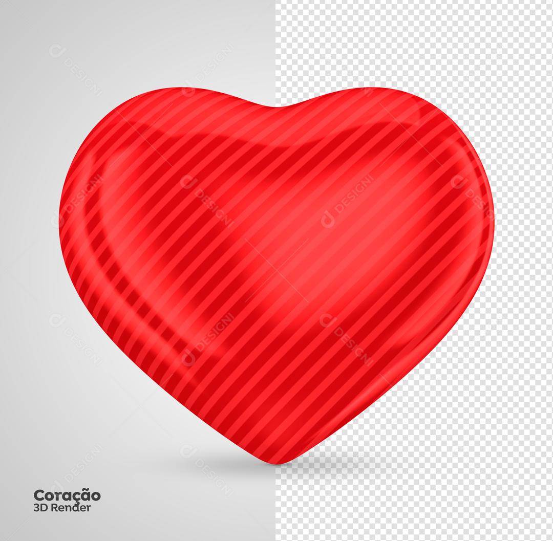 3D Element For Composition Red Heart Editable PSD