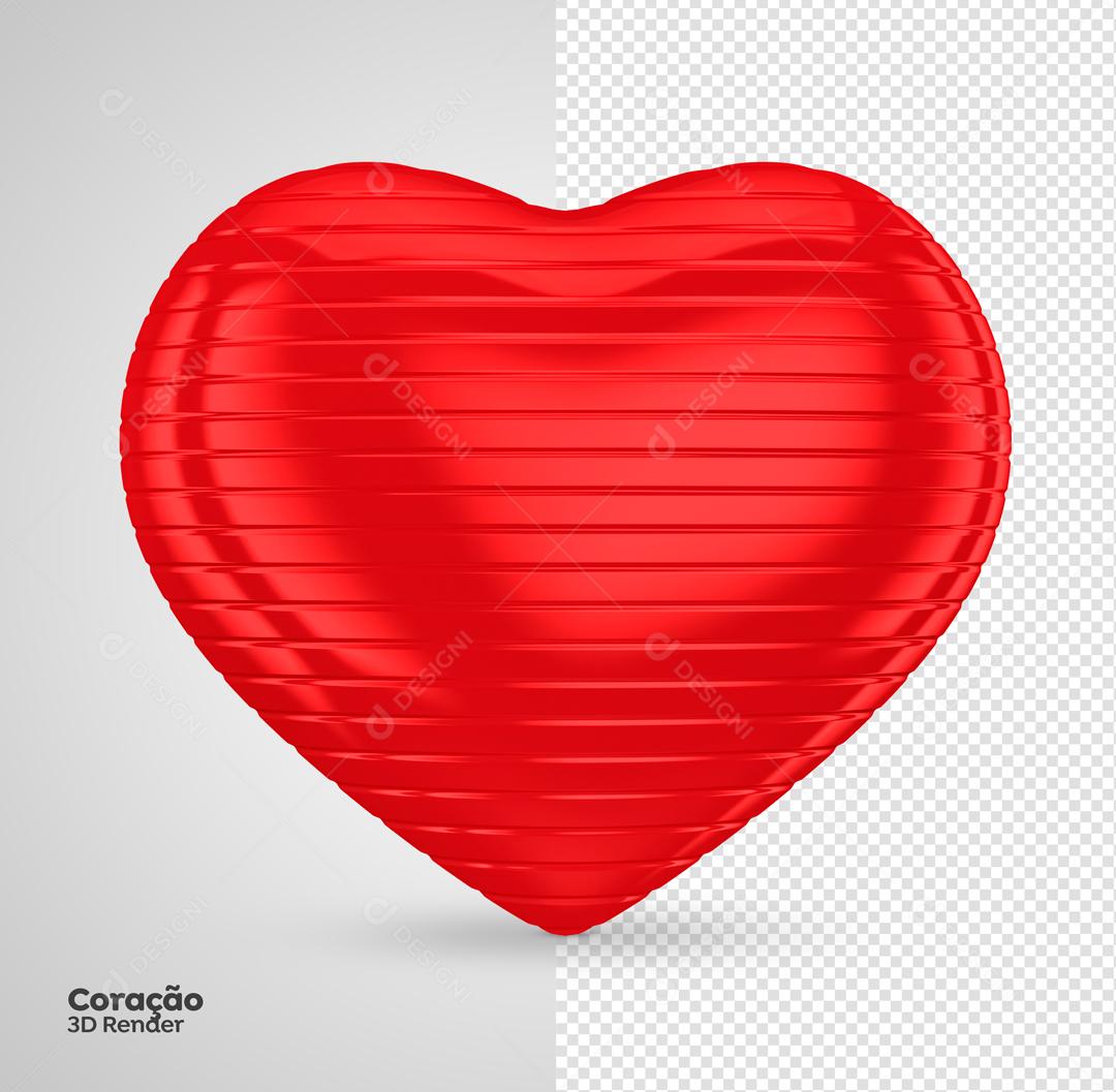 Elemento 3D Para Composição Coração Vermelho PSD Editável