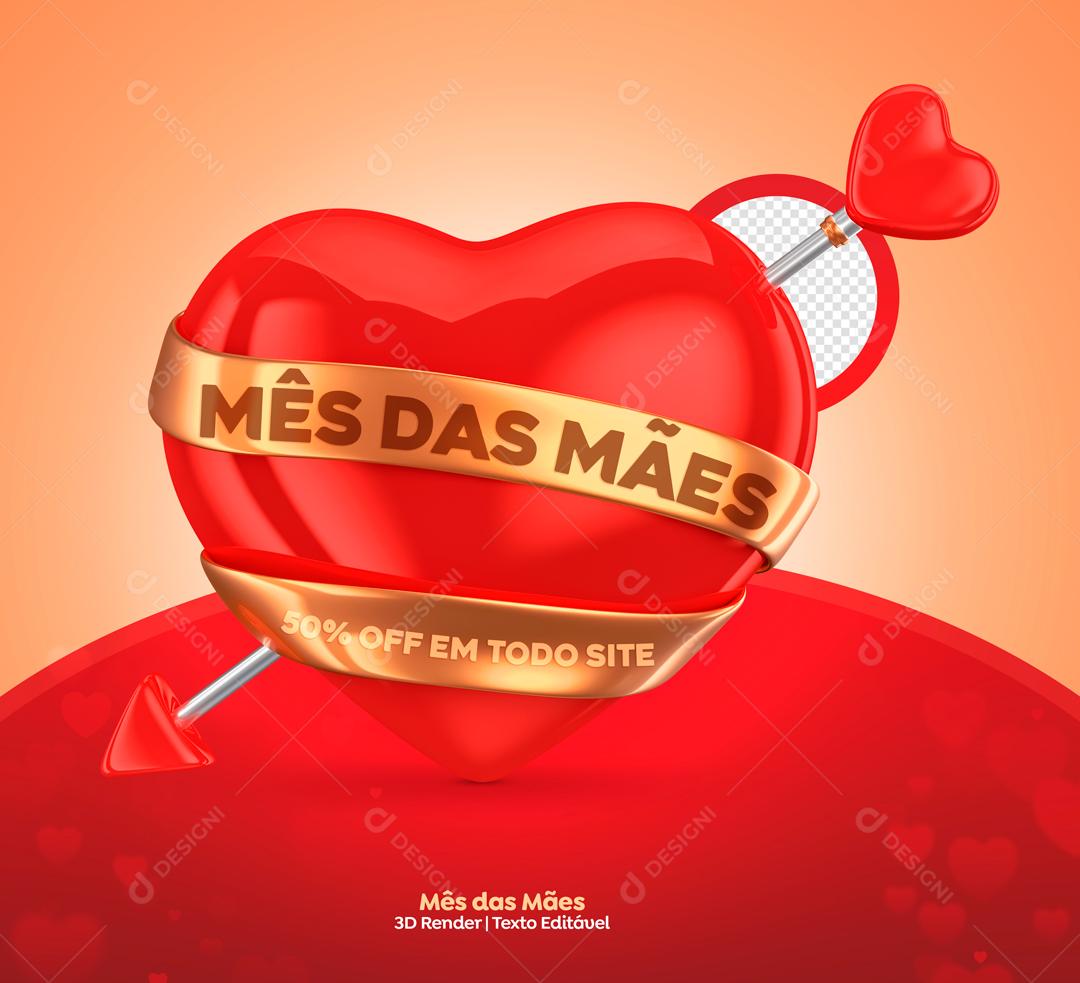 Selo 3D Para Composição Mês Das Mães PSD Editável