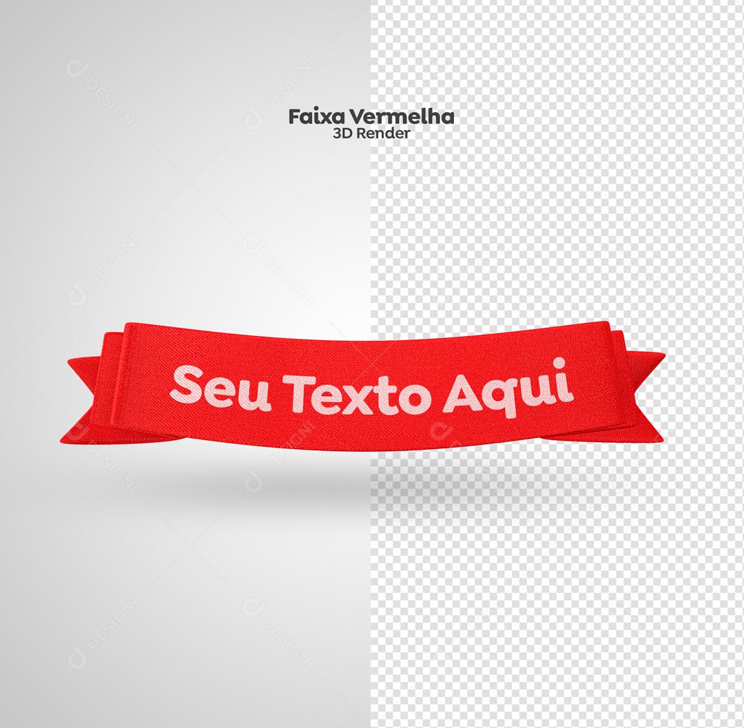 Elemento 3D Faixa Vermelha Para Composição PSD