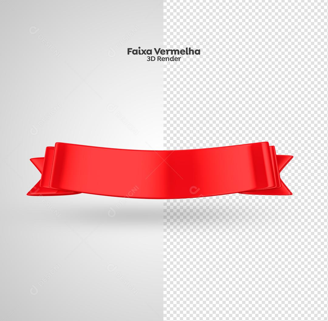 Faixa Vermelha Elemento 3D Para Composição PSD
