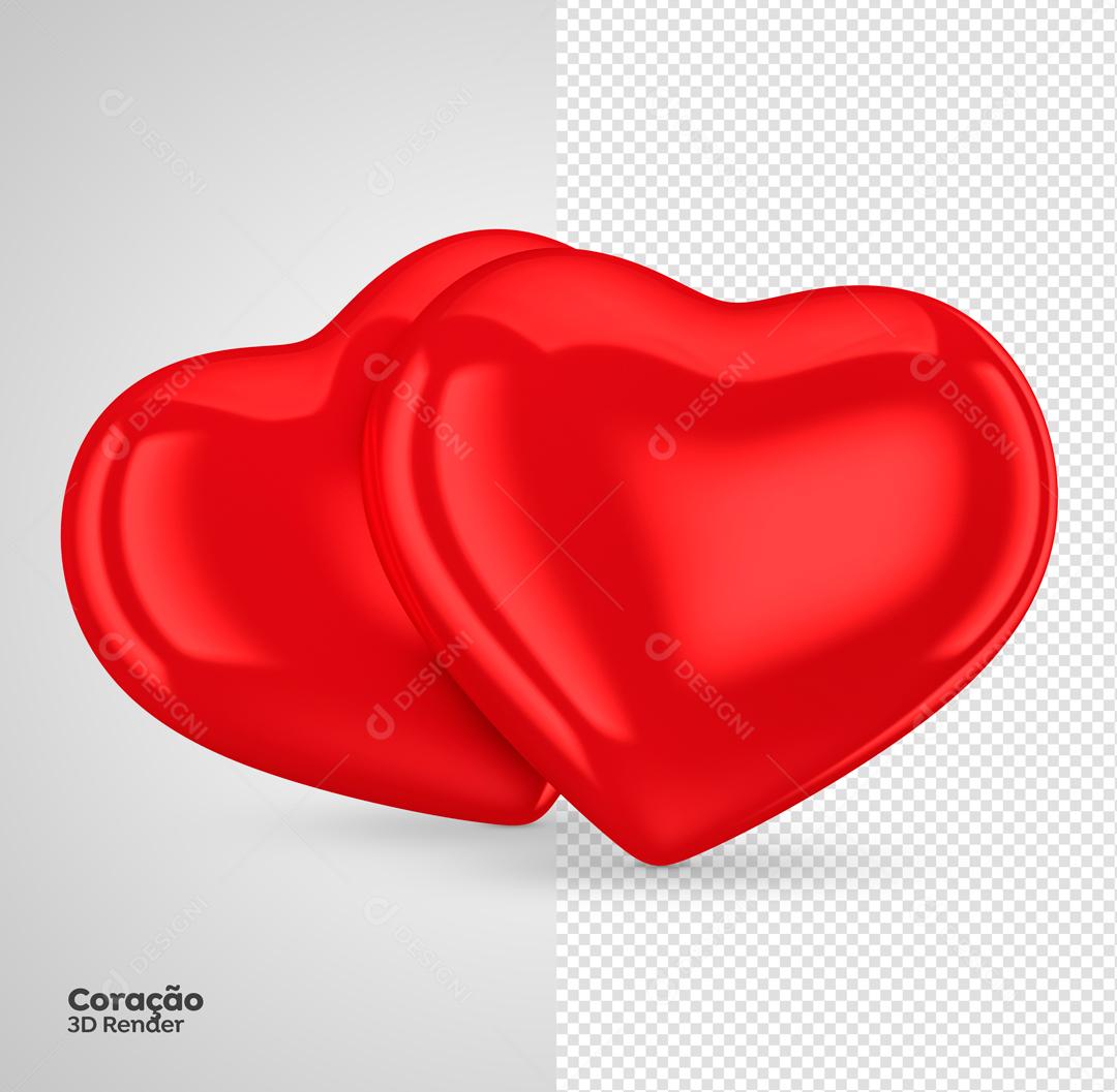 Elemento 3D Coração Vermelho Para Composição PSD