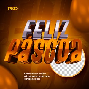 Feliz Páscoa 3D Texto Para Composição PSD