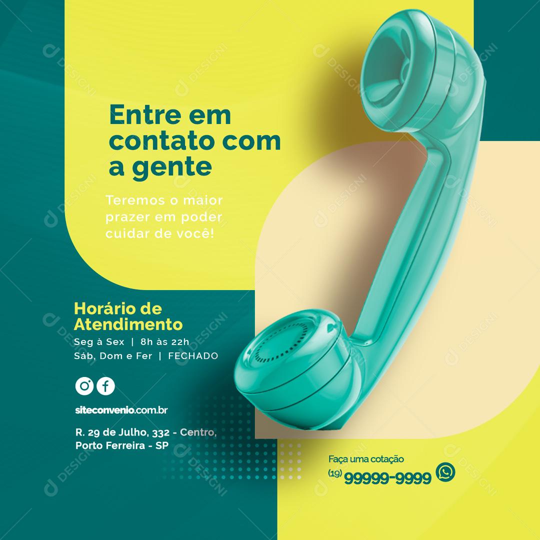 Social Media Entre em Contato com a Gente Plano de Saúde PSD Editável