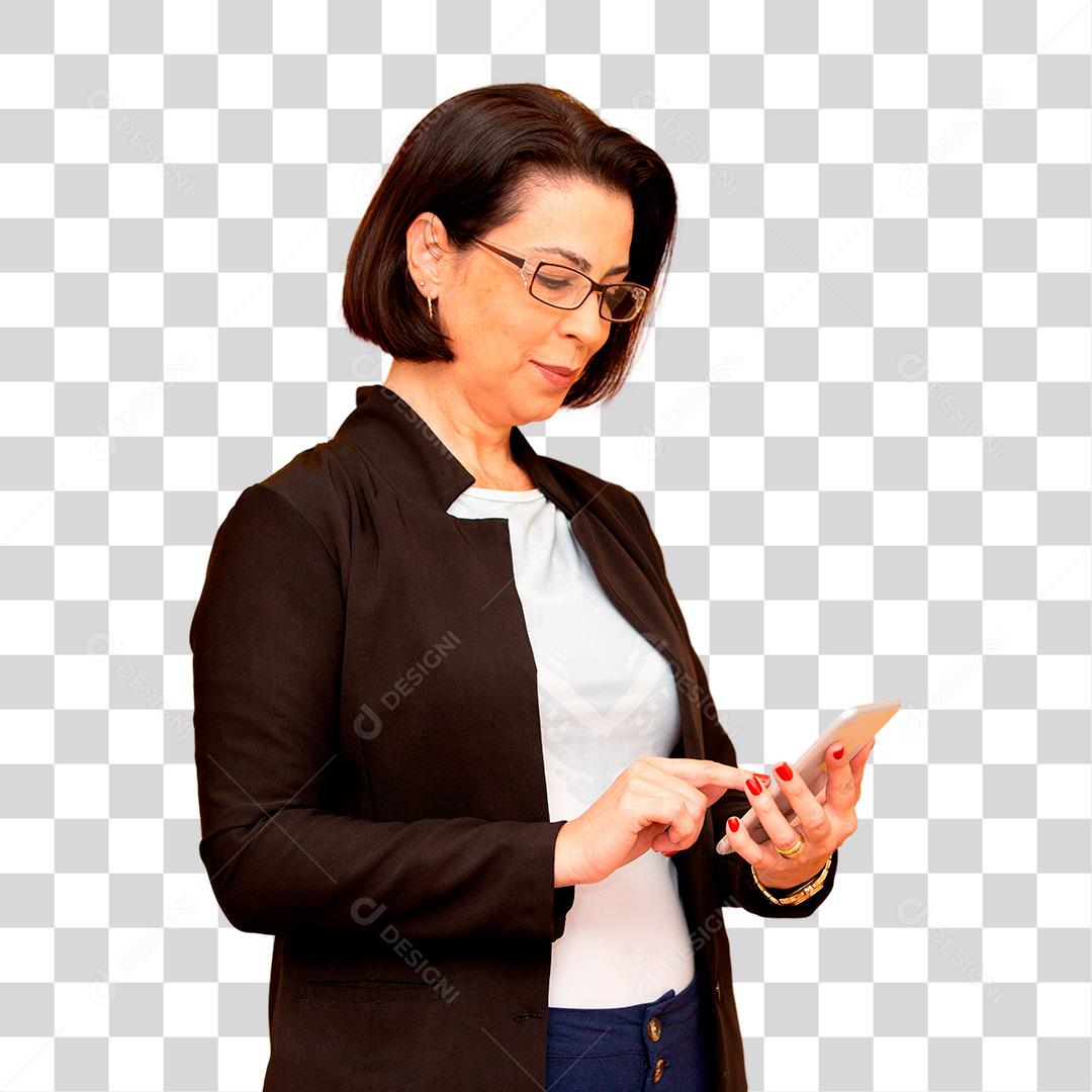 Empresária  trabalhando com seu telefone celula PNG Transparente