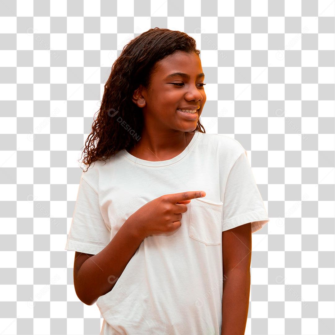 Garota afro-americana apontando para o lado PNG Transparente