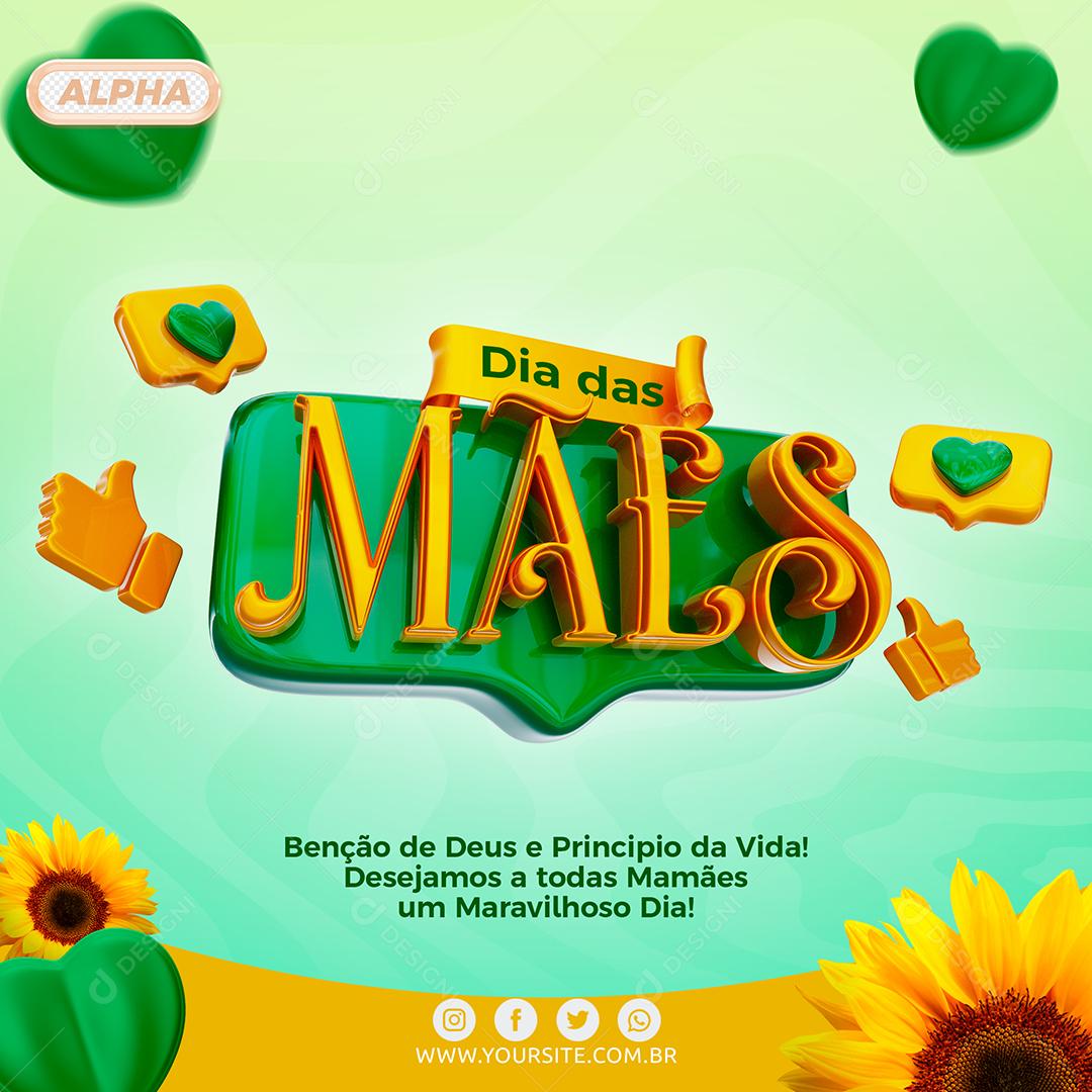 Social Media Benção de Deus Principio da Vida Selo 3D Dia das Mães Verde PSD Editável