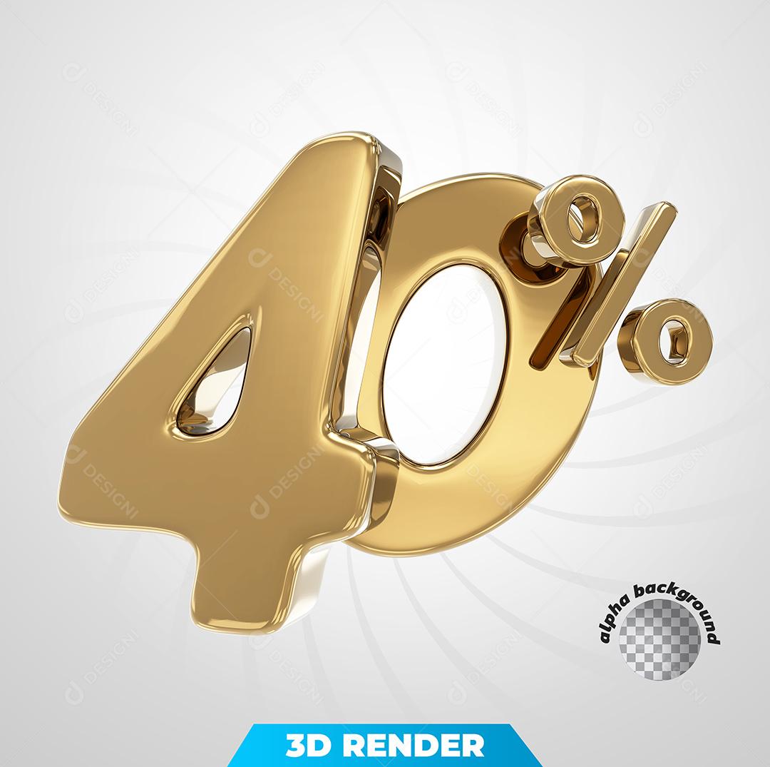 Número 3D 40% Dourado Para Composição PSD