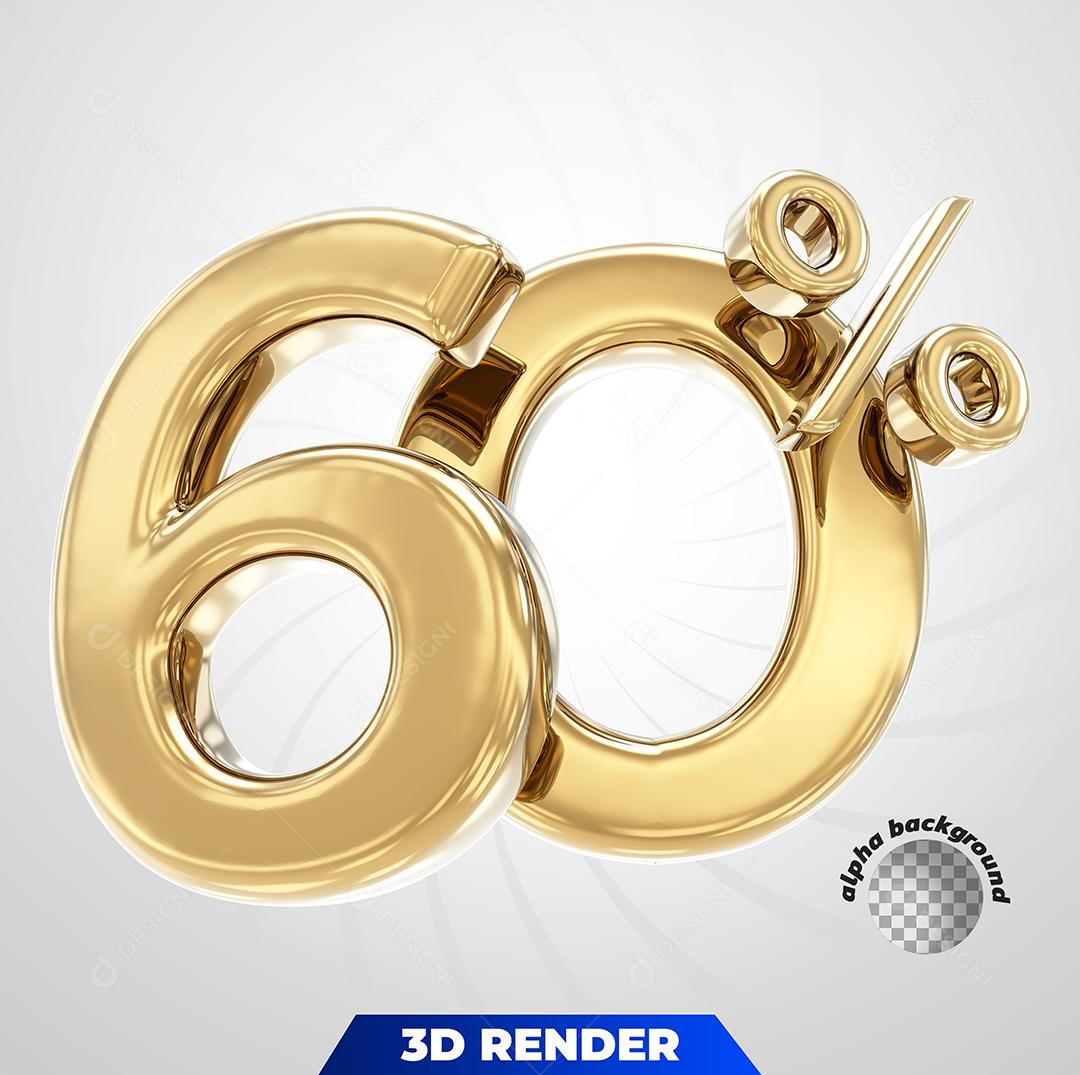 Número 3D 60% Para Composição PSD
