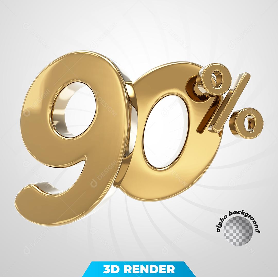 Número 3D 90% Dourado Para Composição PSD