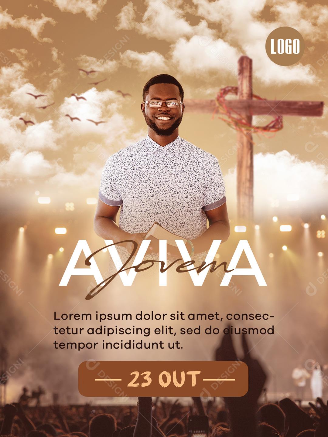 Flyer Aviva Jovem Worship Churches Social Media Editable PSD