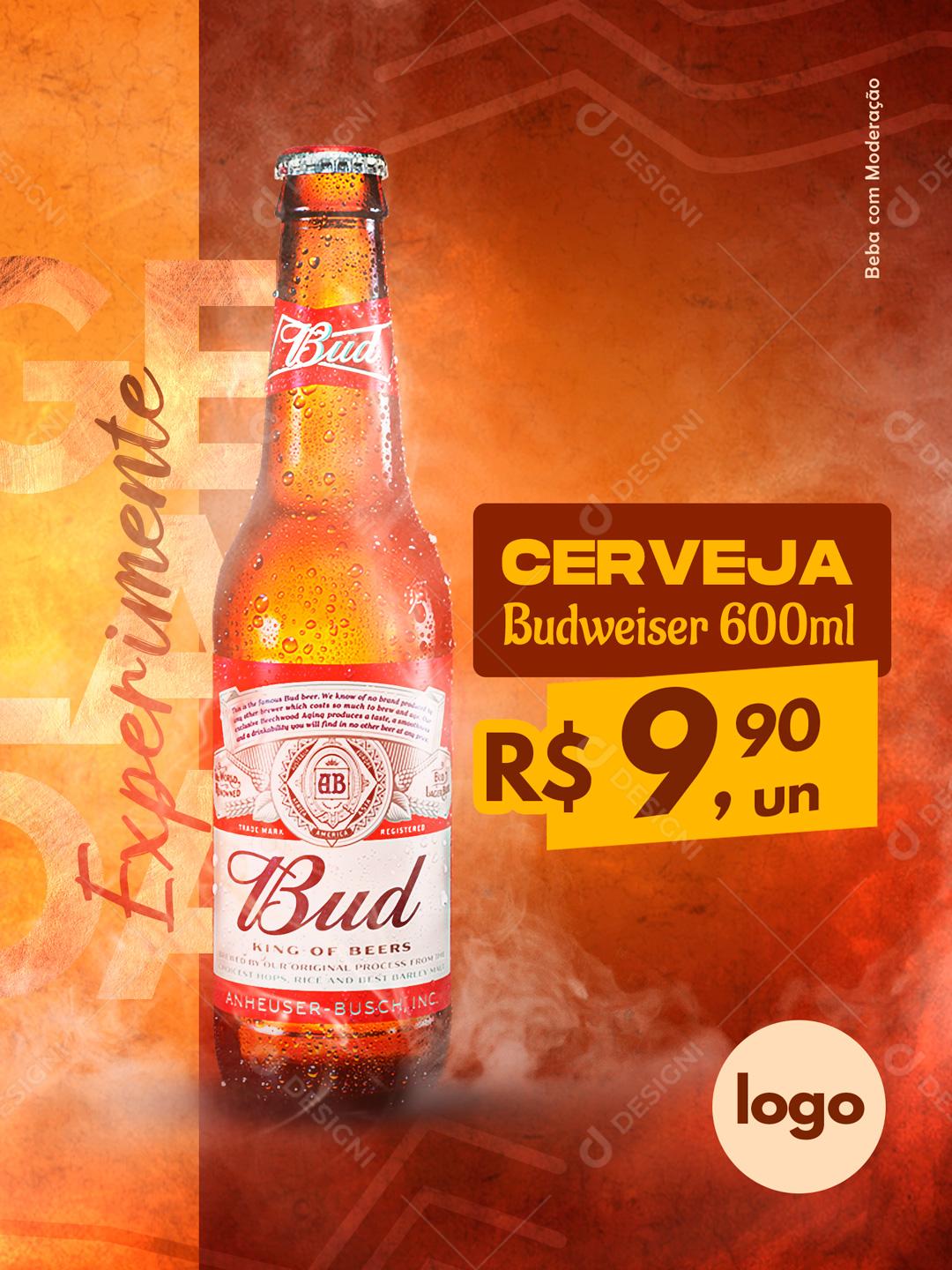 Cerveja Gelada Budweiser Social Media PSD Editável