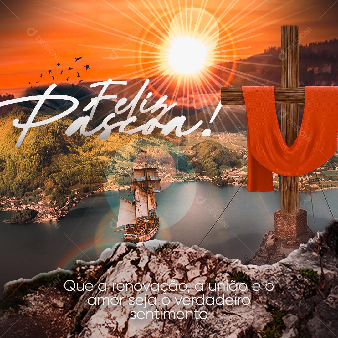 Feliz Páscoa Renovação União e Amor Social Media PSD Editável