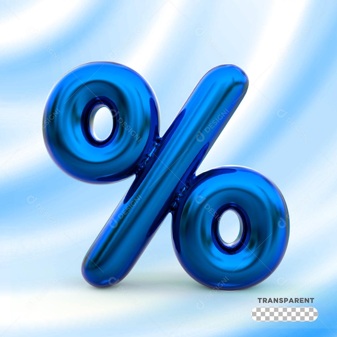 Elemento 3D Porcentagem Azul Para Composição PSD